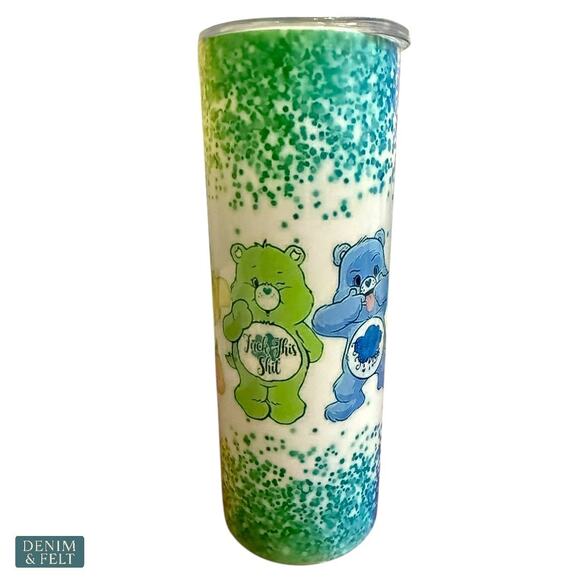 Swear Bear Glitter Care Bear 20oz Skinny Stainless Steel Insulated Tumbler NEW - Picture 6 of 10